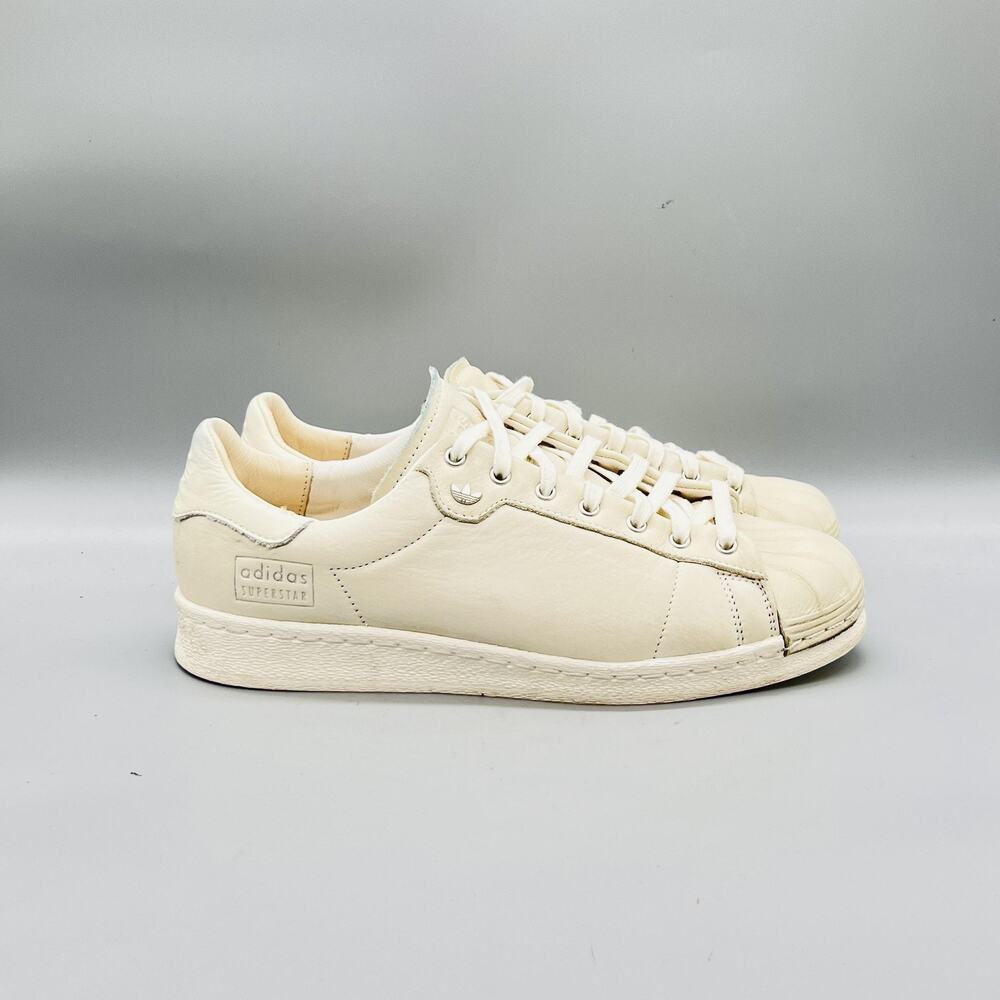 Adidas Shoes Mens 9.5 Off White Leather Superstar Low Top Casual Sneaker Comfort